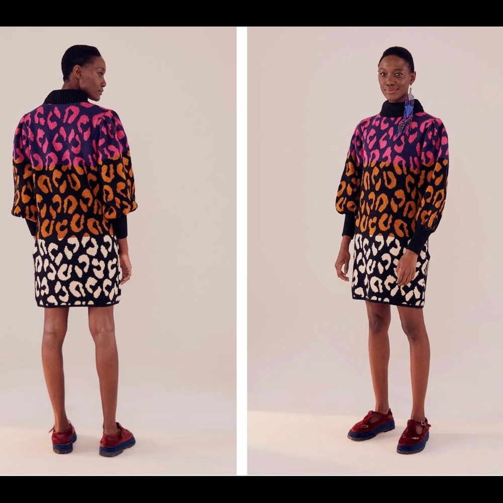 Farm Rio mixed leopards sweater dress